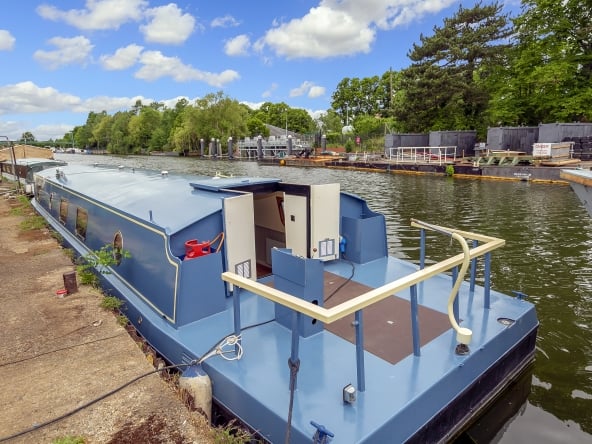 Widebeam-narrowboat-for-salePort-side-view-Home-Comforts TW12 2HF